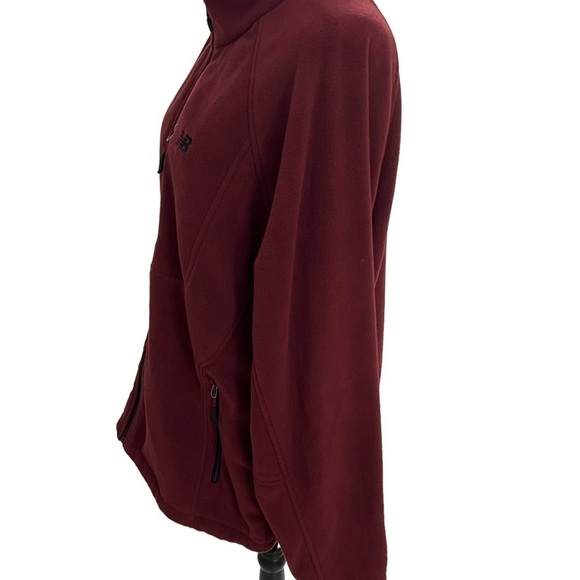 New Balance Full Zip Knit Fleece Jacket Mens Large Burgundy - Picture 3 of 7